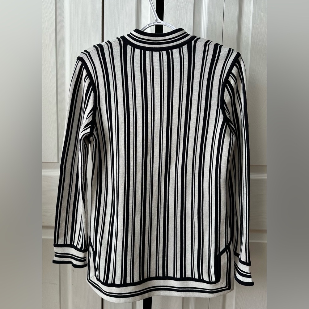 Tory Burch Black and Ivory Cotton Striped Knit Tunic - Picture 6 of 14